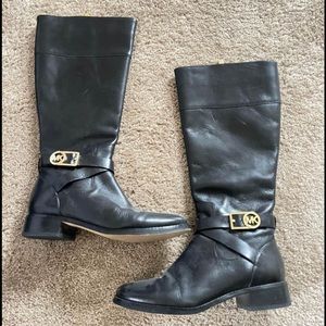 Black Micheal kors leather knee high boots